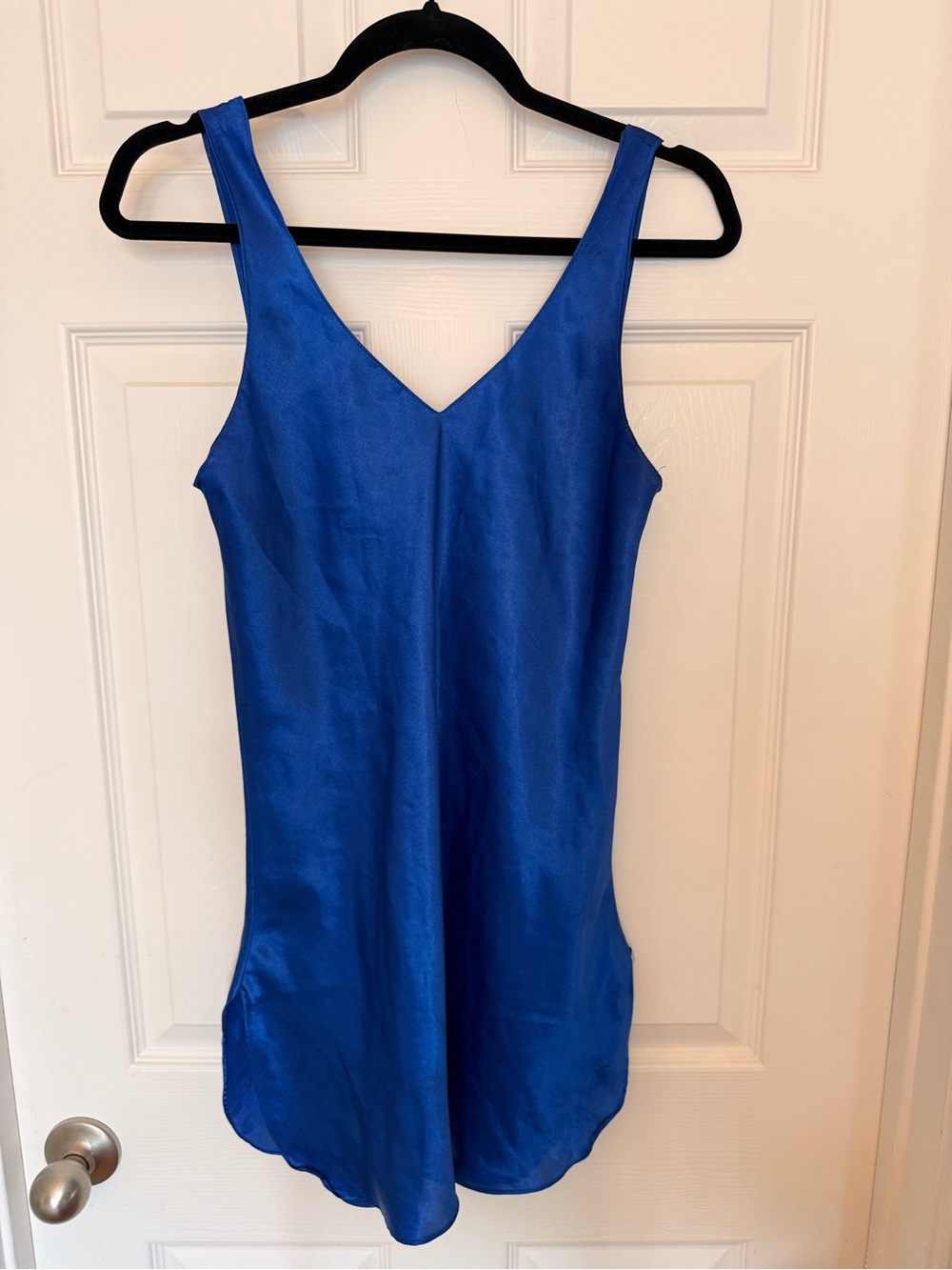 Royal Blue V-Neck Satin Slip Dress